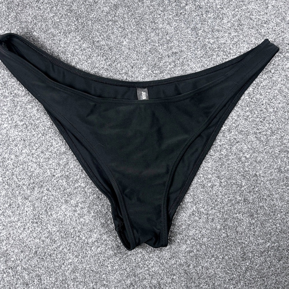 Joan Smalls High Cut French Bikini‎ Bottoms XL Black Minimalist Swimsuit
